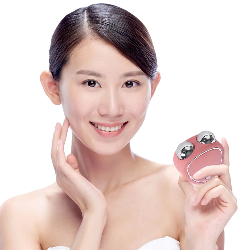 Ems Double Roller Massager Lifting Firming Rf Microcurrent Face Lift Machine Slimming Device Wrinkle Remover Skin Care Tools