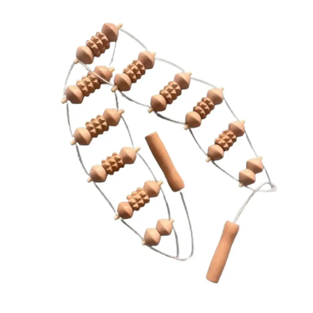 Wooden Massage Roller Rope Eliminate Local Fat Relaxation Muscle Roller Massager Portable Burrfree Lymphatic Drainage Massager