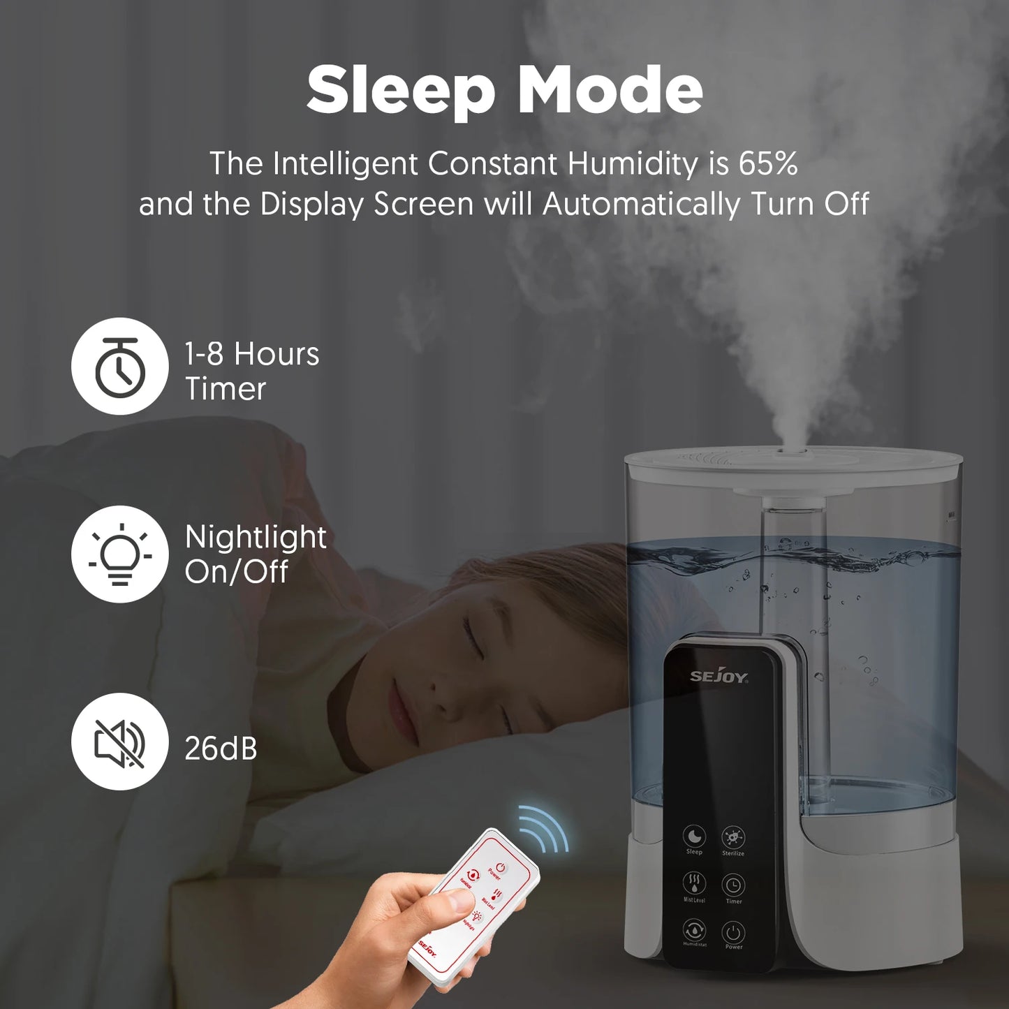 SEJOY 6L Air Humidifier Professional Large Capacity Home Humidifier Plant Mist Aroma Diffuser with Remote Control Timer