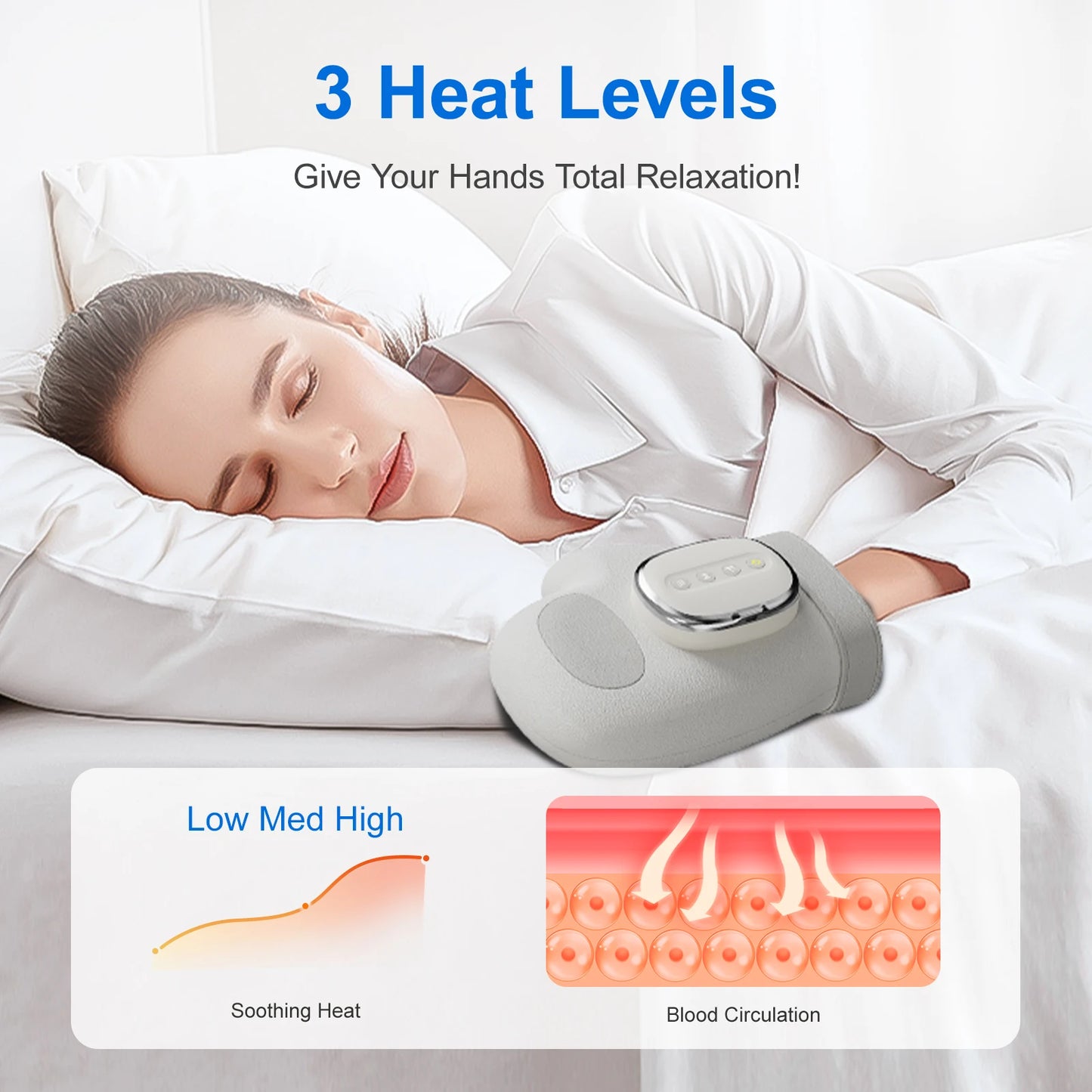 Hand Massager with Heat Compression, Hand Massage for Arthritis and Carpal Tunnel, 3 Massage 4 Temperatures 5 Compression Models