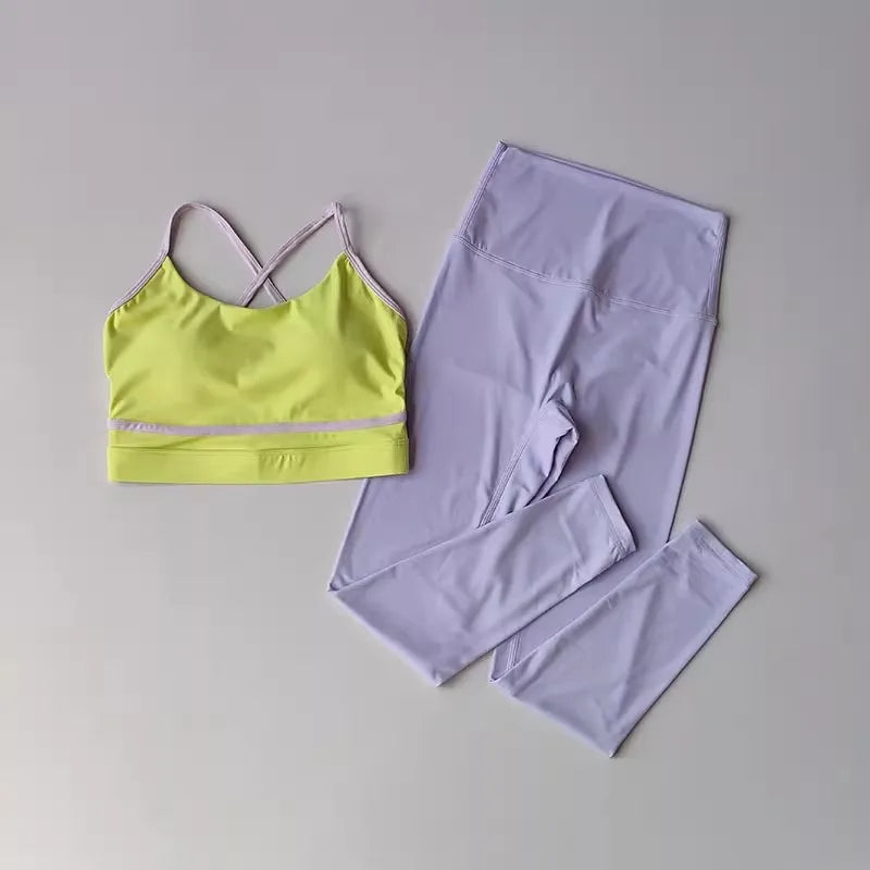 Women 2Pcs Yoga Sets Naked Feel Gym Shorts Set Yoga Suit Workout Set Clothes High Waist Yoga Shorts Sports Bra Short Sets