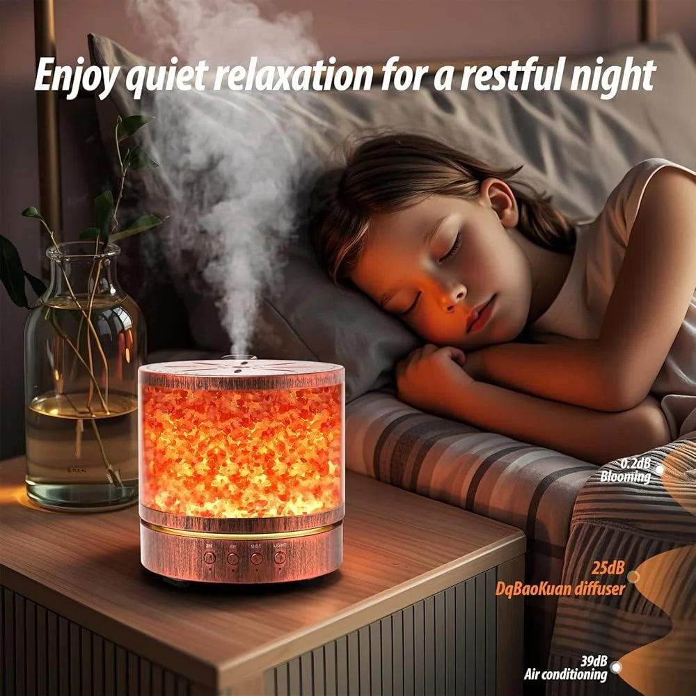 Ultrasonic Essential Oil Diffuser Himalayan Salt Lamp Aromatherapy Diffuser 400ML Large Room 7 LED Light Timer Mist Modes
