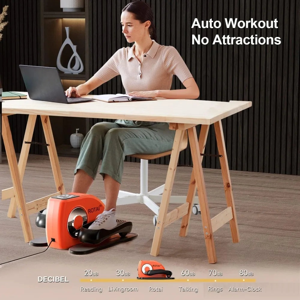 Under desk elliptical machine, portable leg pedal for fitness, home and office with remote and LCD display