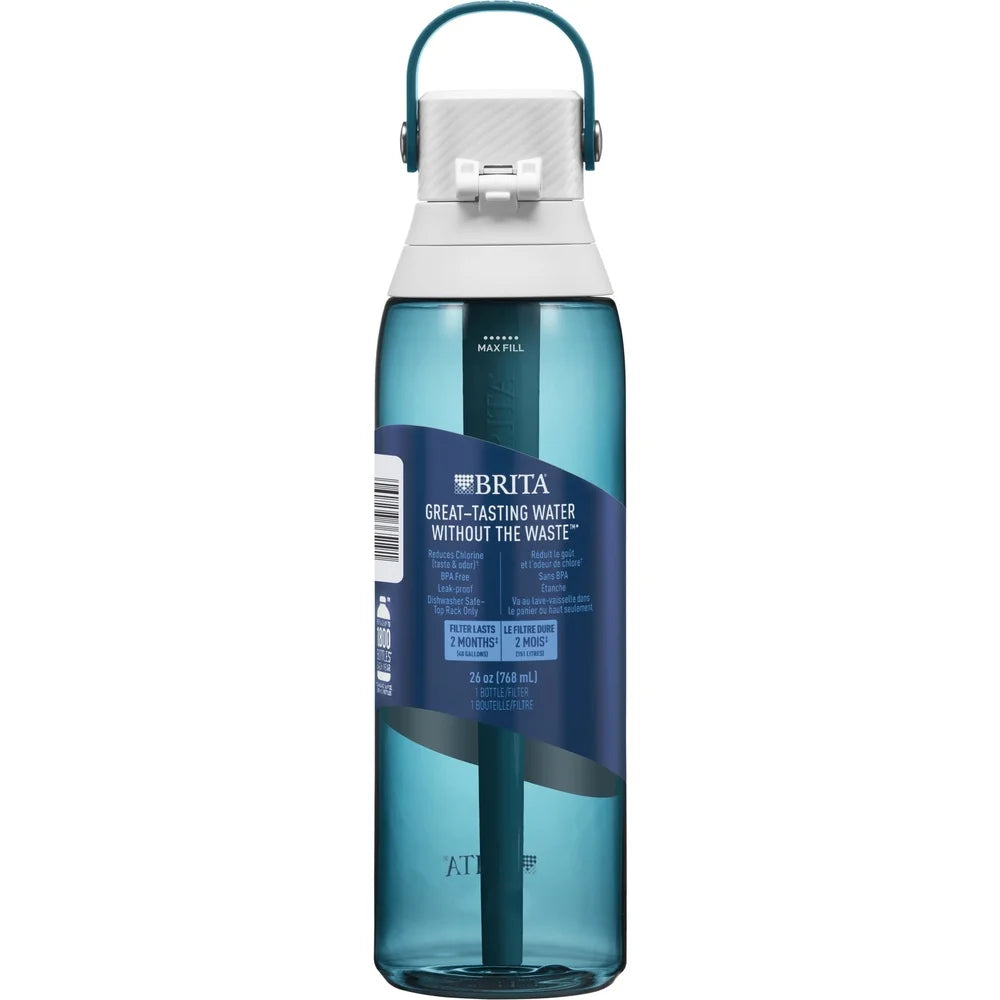 26 oz Filtered Water Bottle with Straw Leakproof Design Activated Carbon Filter Easy Sip Portable Hydration Home Office Gym
