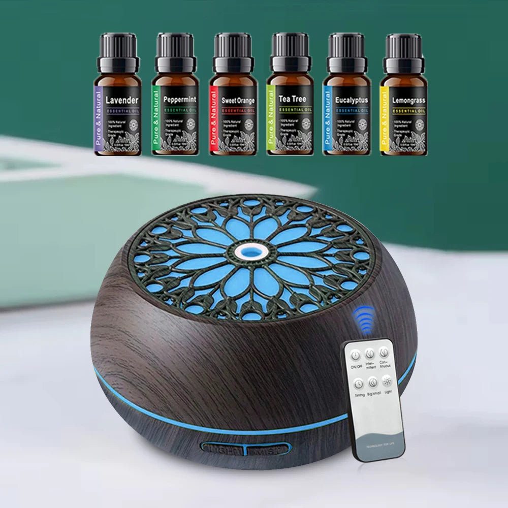 Diffuser For Home Commercial Diffuser 550ml 6 Premium Oil Blends Quiet Operation with Remote LED Lighting for Lobbies/Spa