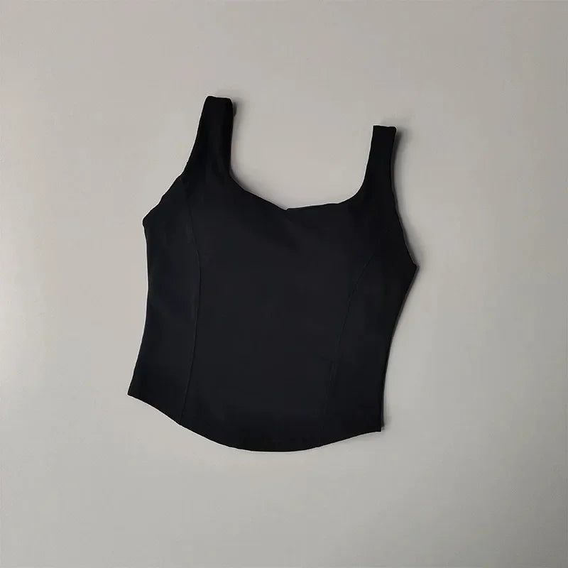 Women's Running Shock-Absorbing Sports Bra Strap Back Fitness Vest Gathering Naked Feeling Yoga Bra External Wear