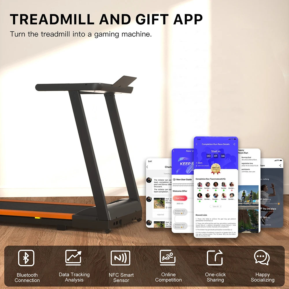 3.0HP Treadmills Electric APP Online Monitoring 7.5MPH Remote Control Foldable Quite Running Walkingpad for Home Portable 300LBS