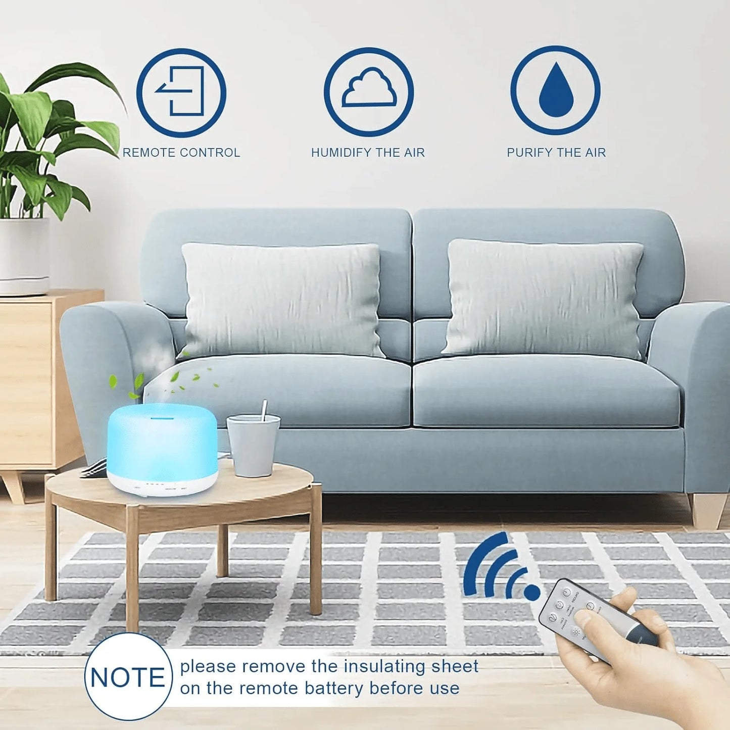 Diffuser For Home Ultimate Aroma Experience 300ML Diffuser with Auto-Shutoff 7 LED Colors Remote - Office Humidifier Home Spa