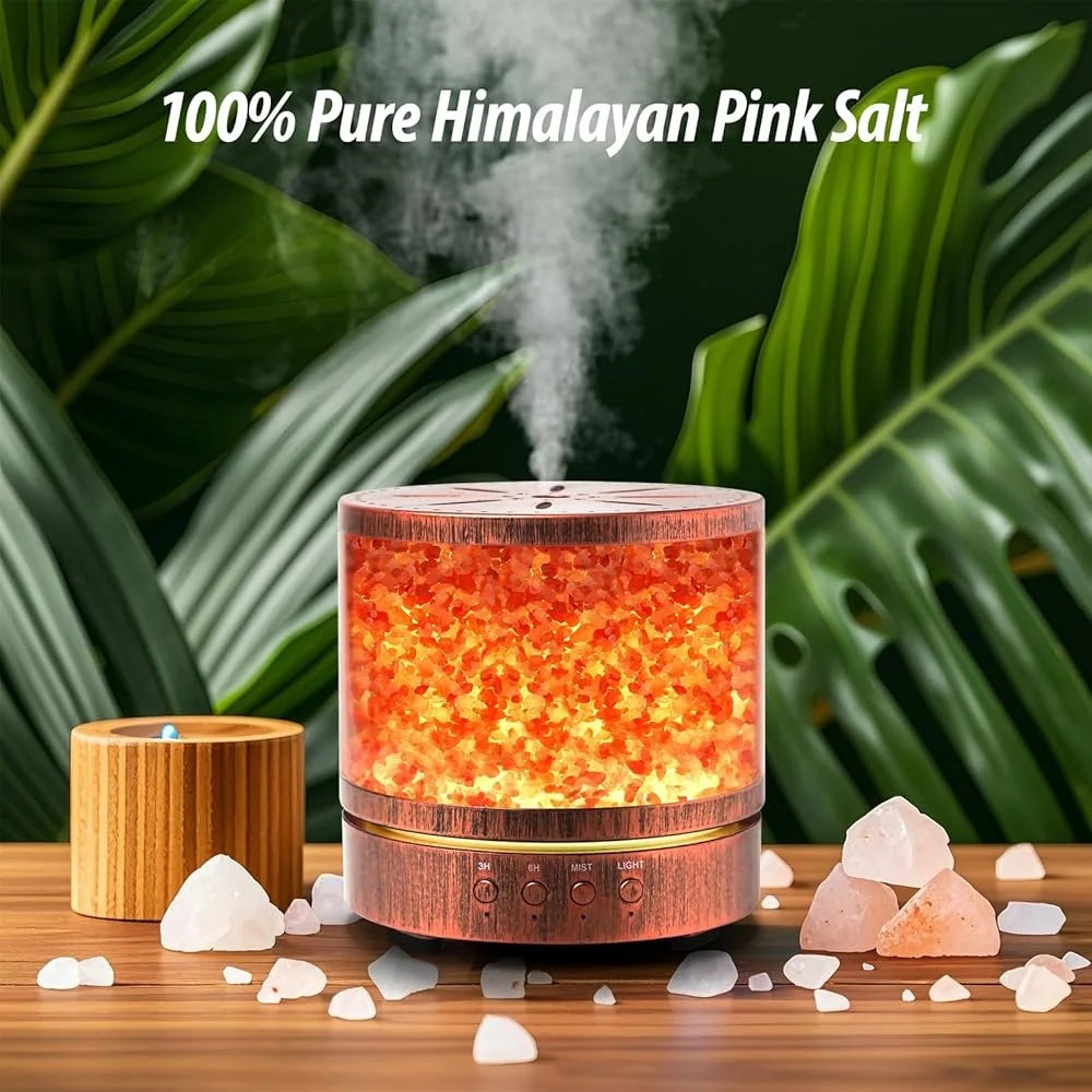 Ultrasonic Essential Oil Diffuser Himalayan Salt Lamp Aromatherapy Diffuser 400ML Large Room 7 LED Light Timer Mist Modes