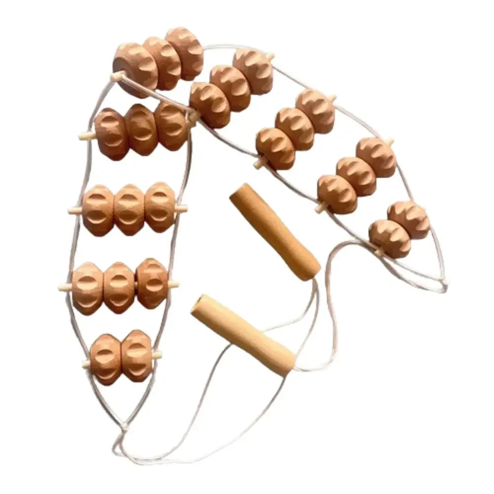 Wooden Massage Roller Rope Eliminate Local Fat Relaxation Muscle Roller Massager Portable Burrfree Lymphatic Drainage Massager