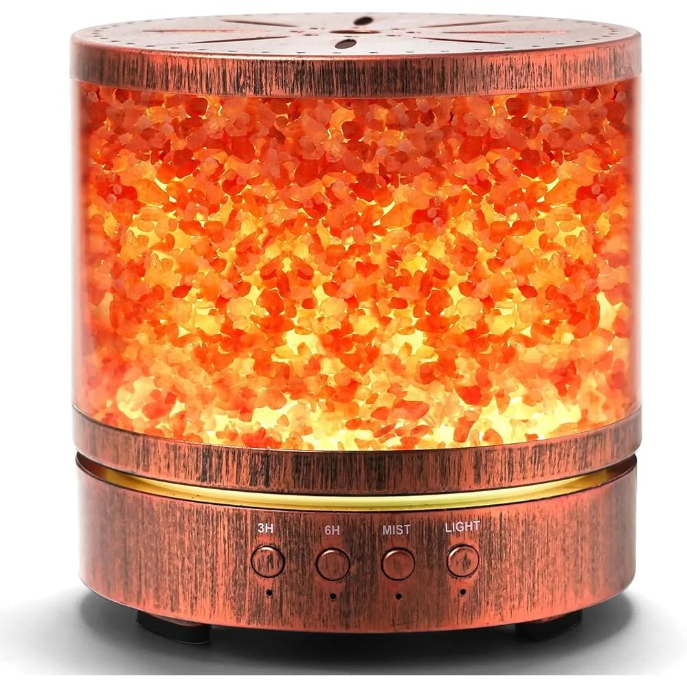 Ultrasonic Essential Oil Diffuser Himalayan Salt Lamp Aromatherapy Diffuser 400ML Large Room 7 LED Light Timer Mist Modes