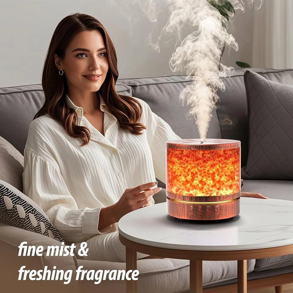 Ultrasonic Essential Oil Diffuser Himalayan Salt Lamp Aromatherapy Diffuser 400ML Large Room 7 LED Light Timer Mist Modes
