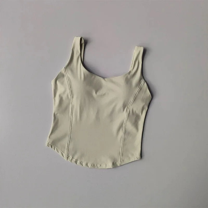 Women's Running Shock-Absorbing Sports Bra Strap Back Fitness Vest Gathering Naked Feeling Yoga Bra External Wear