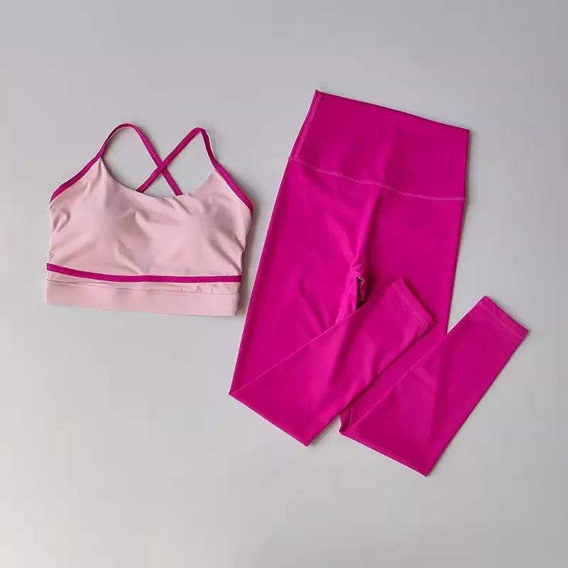 Women 2Pcs Yoga Sets Naked Feel Gym Shorts Set Yoga Suit Workout Set Clothes High Waist Yoga Shorts Sports Bra Short Sets