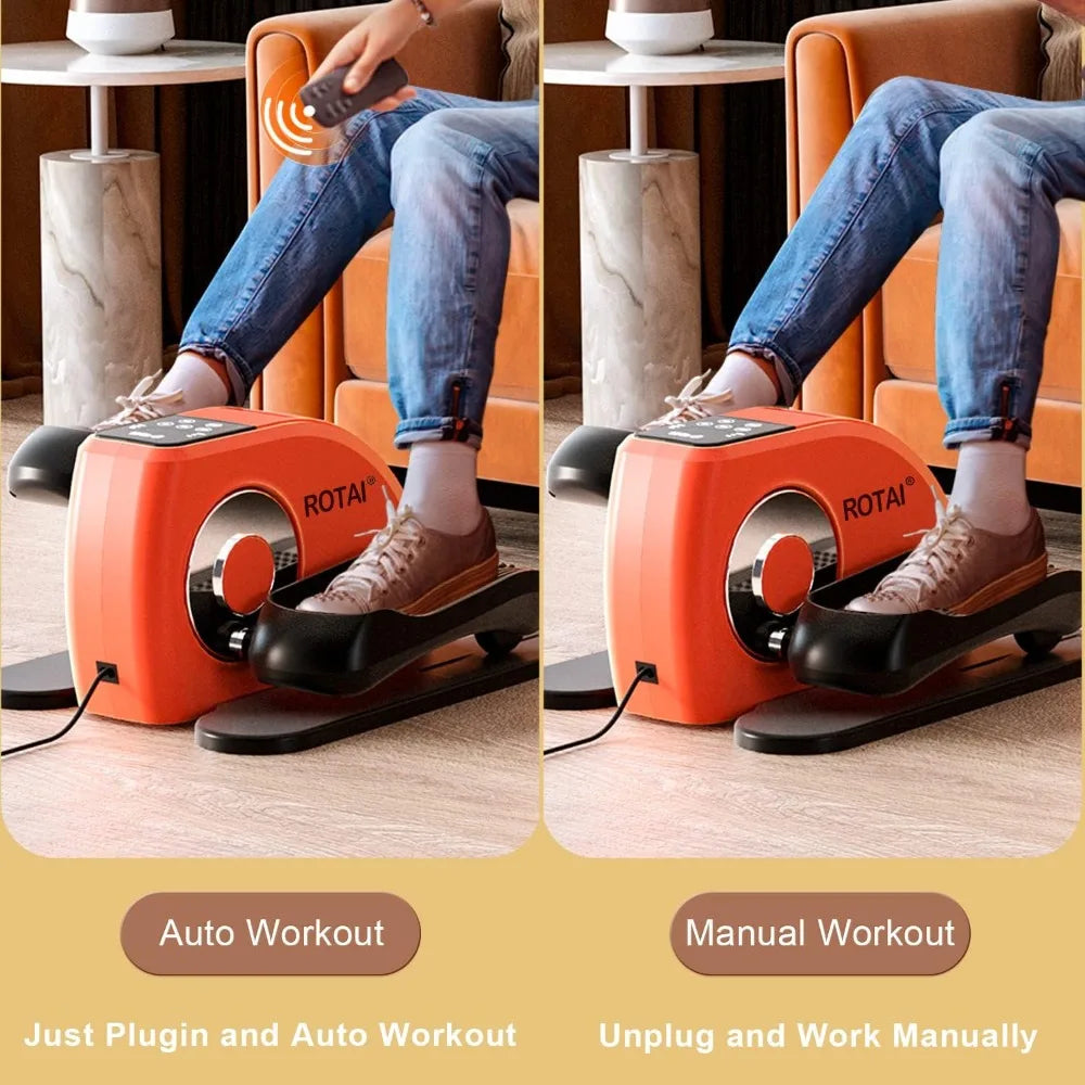 Under desk elliptical machine, portable leg pedal for fitness, home and office with remote and LCD display