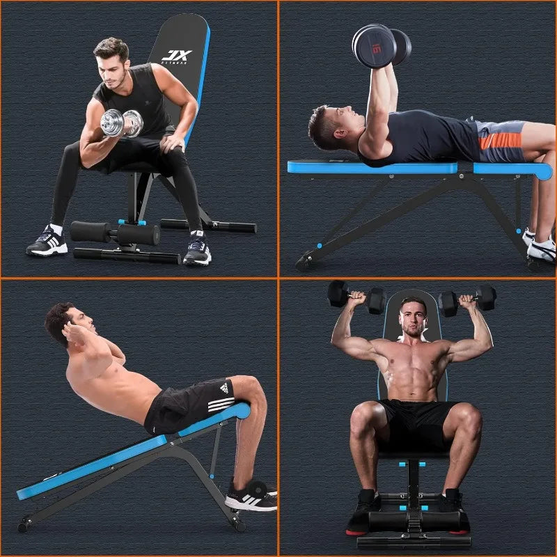 JX FITNESS Weight Bench with Squat Rack, Bench Press Rack Two Piece Set Adjustable Bench & Barbell Rack Stand