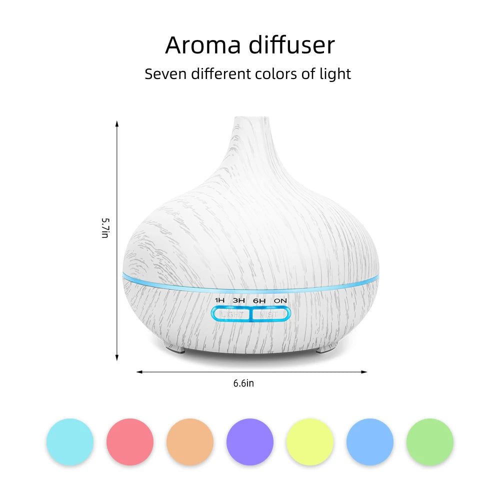 Diffuser For Home 550ml Wood Grain Essential Oil Diffuser Ultrasonic Aromatherapy Humidifier with Remote 6 Essential Oils Auto