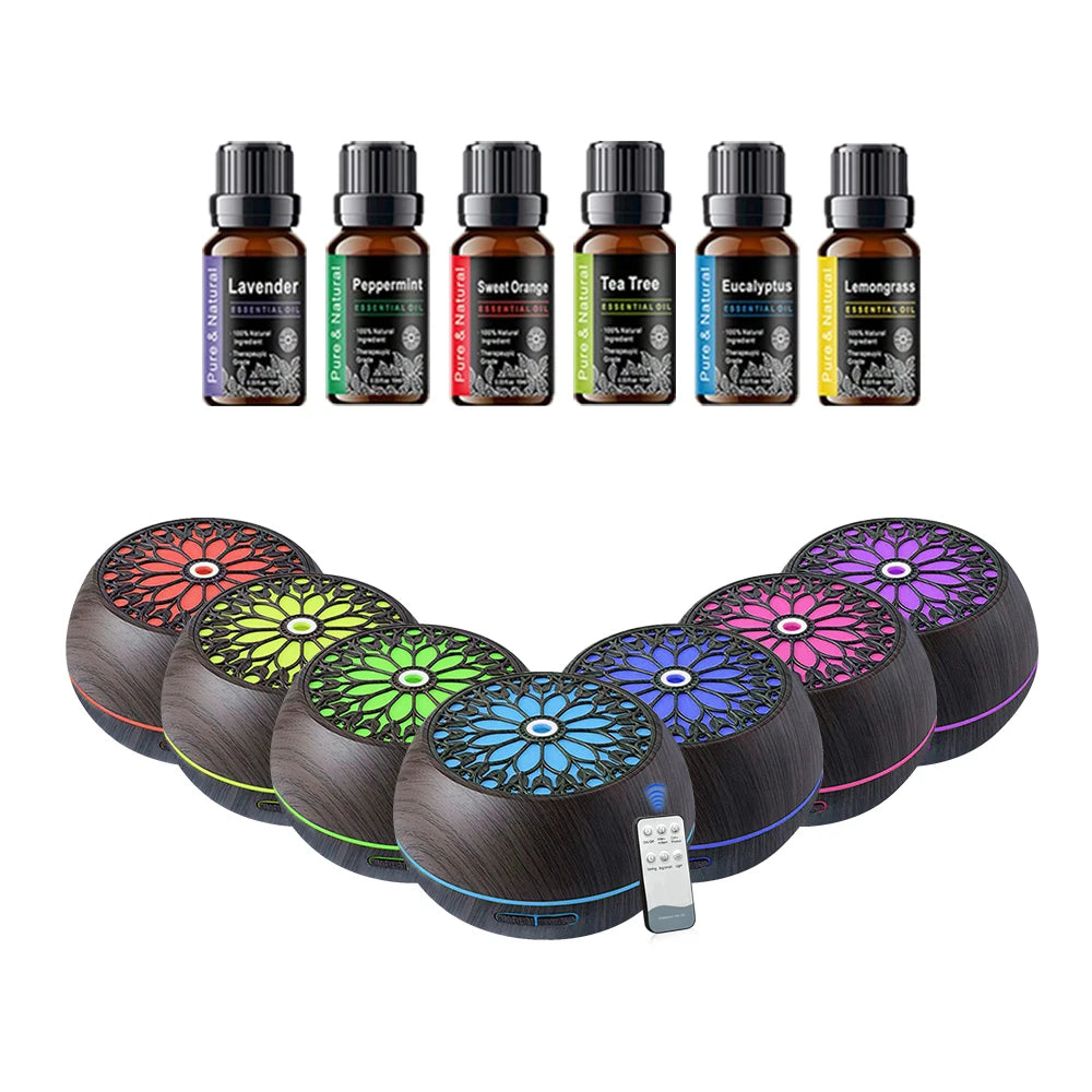 Diffuser For Home Commercial Diffuser 550ml 6 Premium Oil Blends Quiet Operation with Remote LED Lighting for Lobbies/Spa