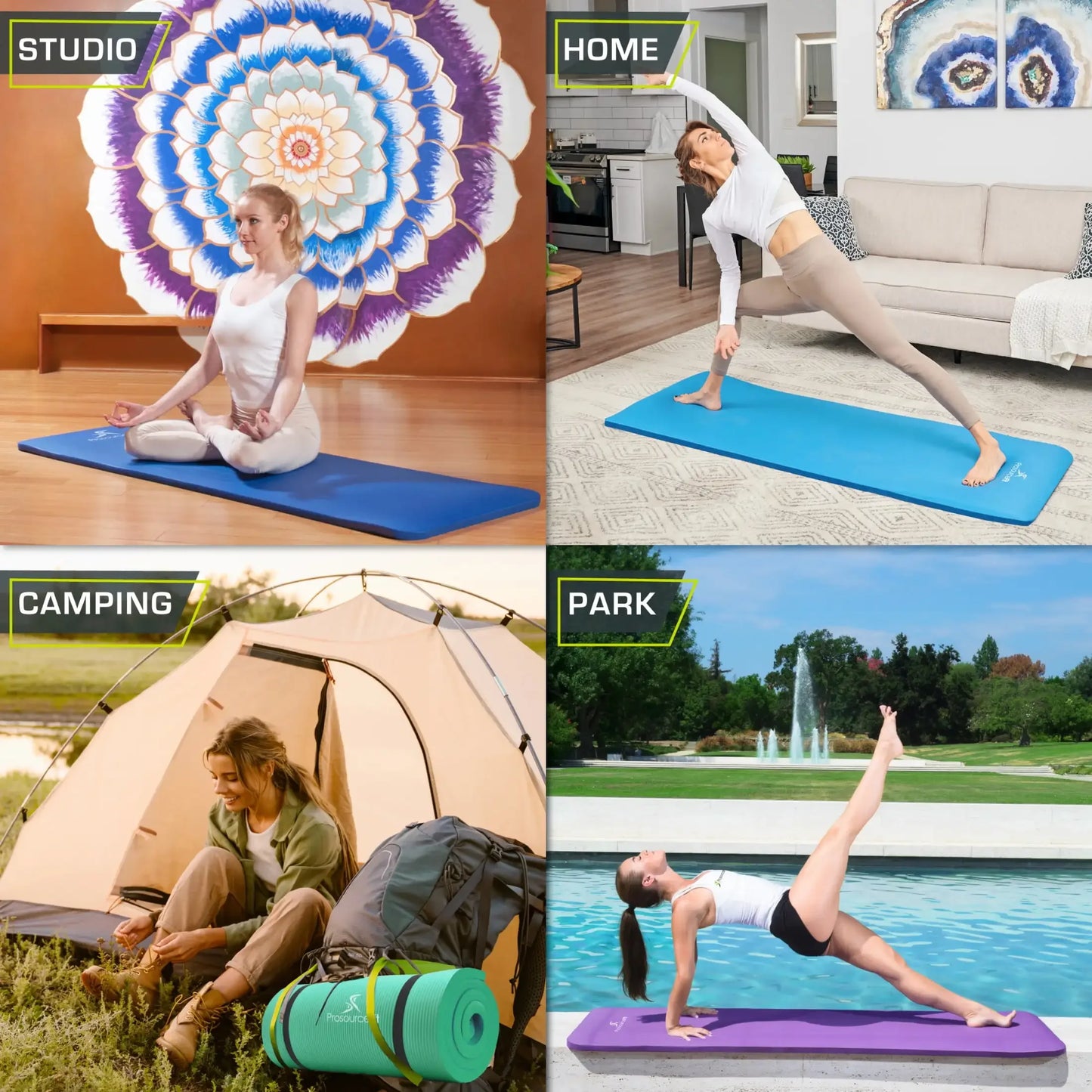 1-Inch Extra Thick Yoga Mat for Pilates, Non-Slip & Water-Resistant, Joint Protection, with Carry Sling