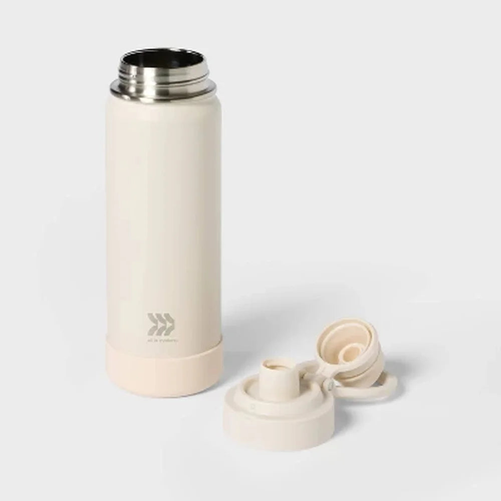 24oz Stainless Steel Insulated Water Bottle with Removable Straw Locking Lid Top Handle Outdoor Hydration
