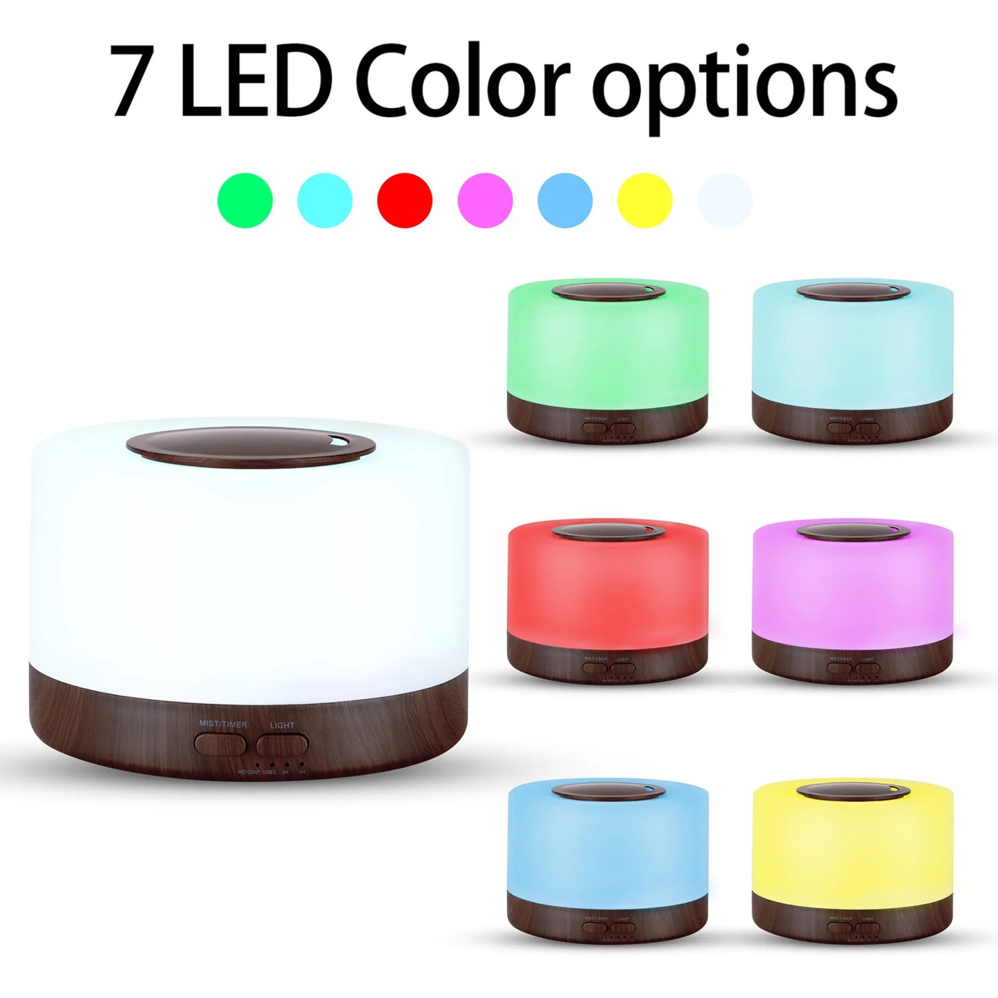 Diffuser For Home 500ml Aromatherapy Essential Oil Diffuser Wood Grain Remote Control Ultrasonic Air Humidifier Cool 7 Color LED