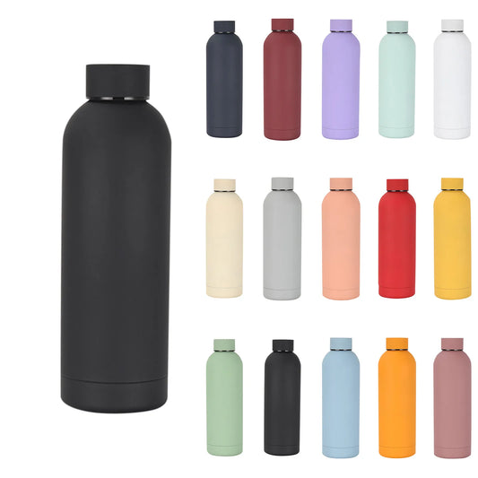 500ml Small Mouth Thermos Cup Outdoor Stainless Steel Bottle Rubber Paint Sports Kettle Thickened Double Water Cup