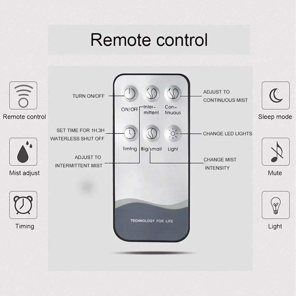 Diffuser For Home Remote Control Home Air Humidifier Aromatherapy Essential Oil Diffuser Large Capacity Electric Ultrasonic Arom
