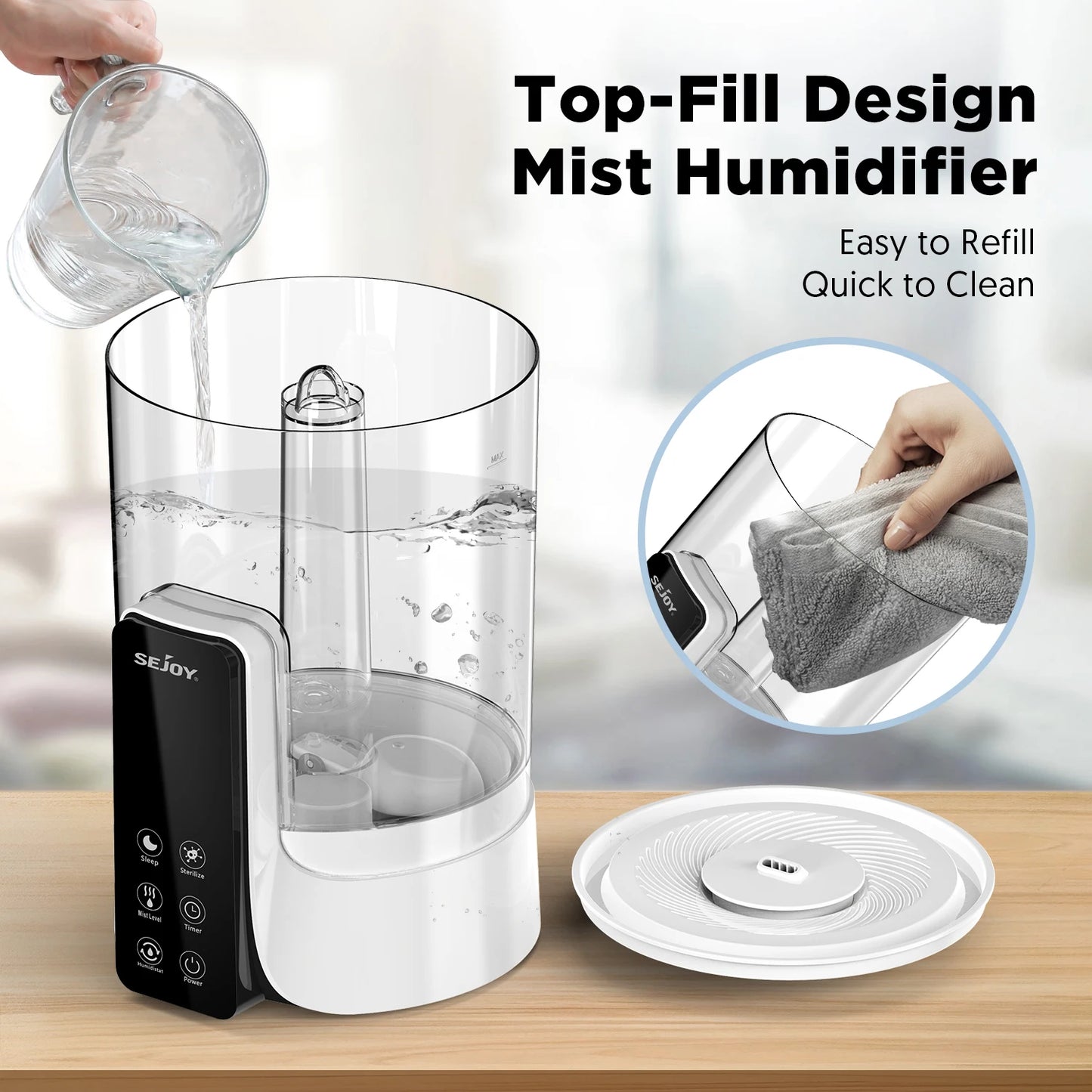 SEJOY 6L Air Humidifier Professional Large Capacity Home Humidifier Plant Mist Aroma Diffuser with Remote Control Timer