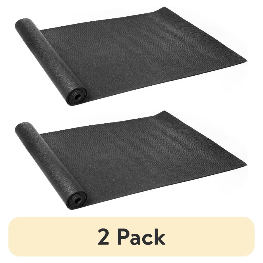 2 pack PVC Yoga Mat 3mm Thickness in Dark Gray Color Measures 68in x 24in for Enhanced Nonslip Grip Provides Superior Cushionin
