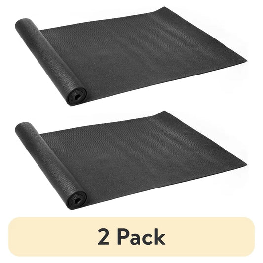 2 pack PVC Yoga Mat 3mm Thickness in Dark Gray Color Measures 68in x 24in for Enhanced Nonslip Grip Provides Superior Cushionin