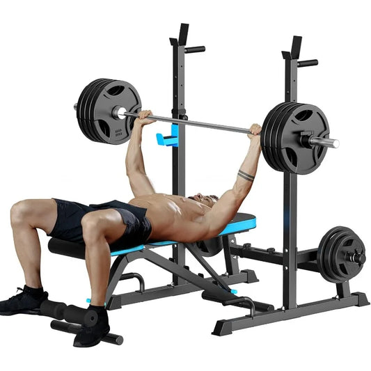 JX FITNESS Weight Bench with Squat Rack, Bench Press Rack Two Piece Set Adjustable Bench & Barbell Rack Stand