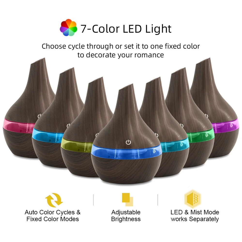300ml Portable USB Air Humidifier & Aroma Diffuser 2 in 1, Essential Oil Diffuser and Aromatherapy Machine with Included Essenti