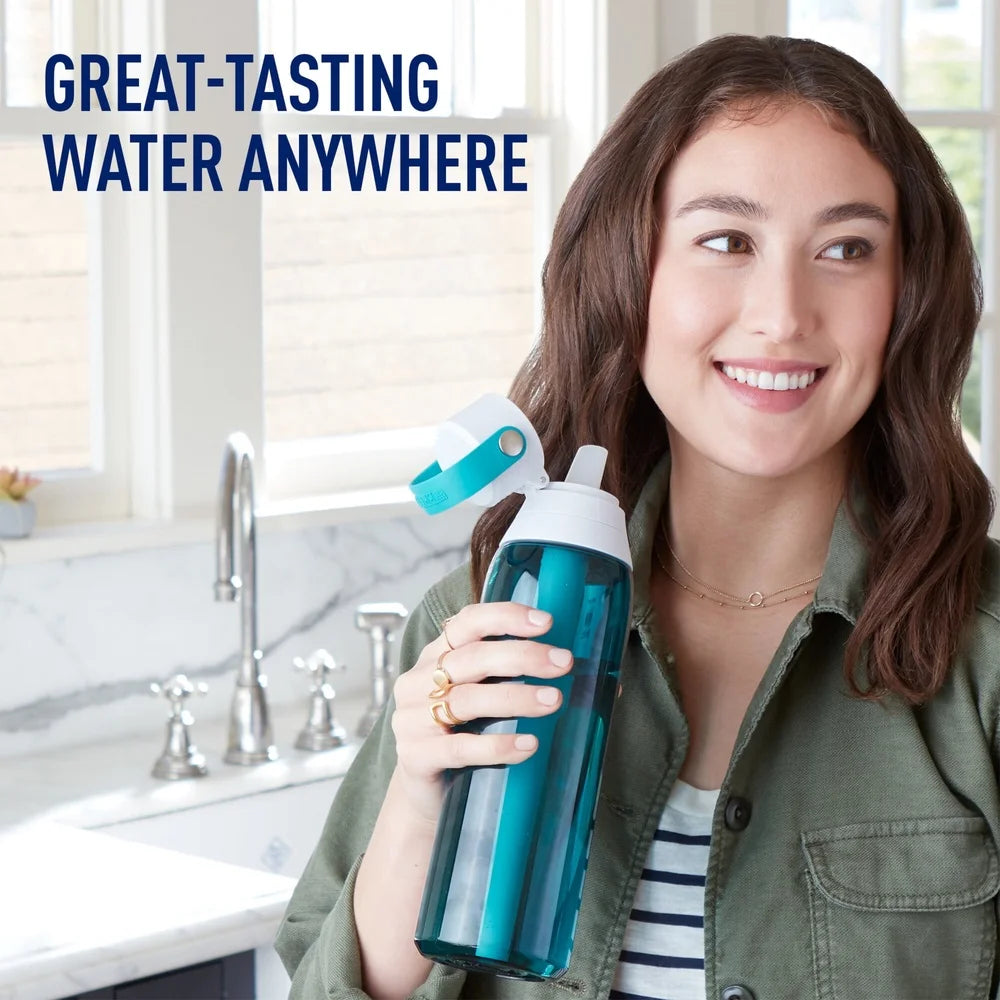 26 oz Filtered Water Bottle with Straw Leakproof Design Activated Carbon Filter Easy Sip Portable Hydration Home Office Gym