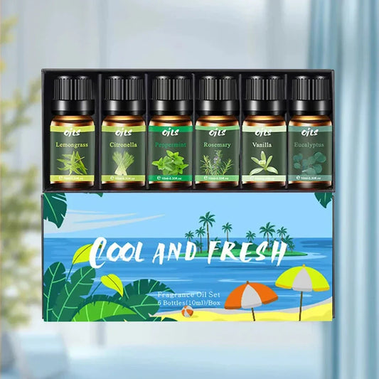 6 Luxury Essential Oils Gift Set - Eucalyptus, Vanilla, Peppermint Blends - Spa-Quality Aromatherapy Kit for Home & Wellness, Di