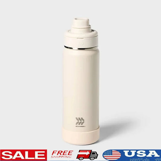 24oz Stainless Steel Insulated Water Bottle with Removable Straw Locking Lid Top Handle Outdoor Hydration